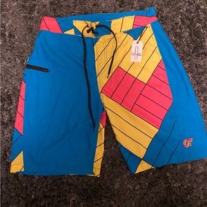 Odd Future Multi Colorblock Board Shorts Sz M NWT